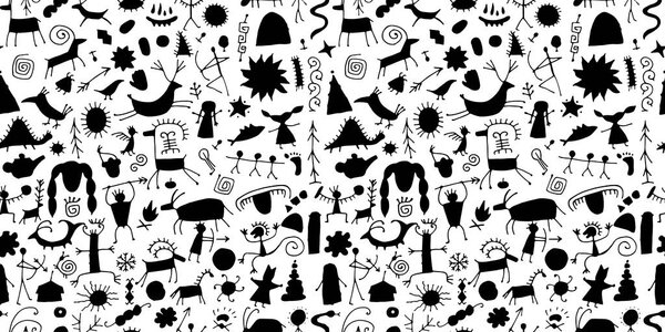 Rock paintings background, seamless pattern for your design