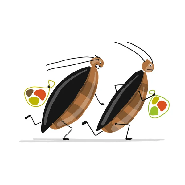 Funny cucarachas para su diseño — Vector de stock
