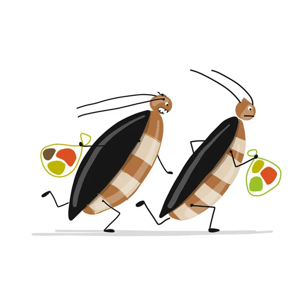 Funny cockroaches for your design — Stock Vector