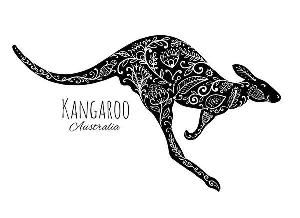 Kunstvolles Känguru, Skizze für Ihr Design. — Stockvektor