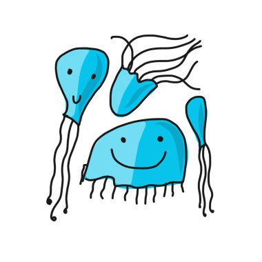 Denizanası ailesi, tasarımınız için çizim