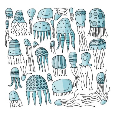 Denizanası koleksiyonu, tasarımınız için kroki