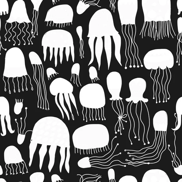 Śmieszne meduzy, bezszwowy wzór dla Twojego projektu — Wektor stockowy