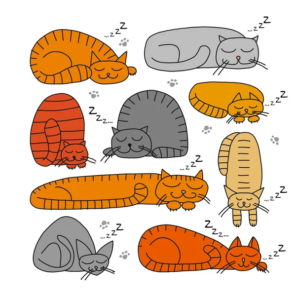 Sleeping cats, croquis pour votre design — Image vectorielle