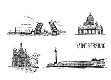 St. Petersburg, Rusya'nın sembolleri. Tasarımınız için çizim