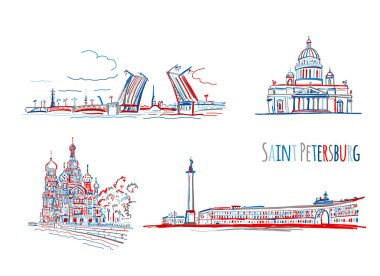 St. Petersburg, Rusya'nın sembolleri. Tasarımınız için çizim