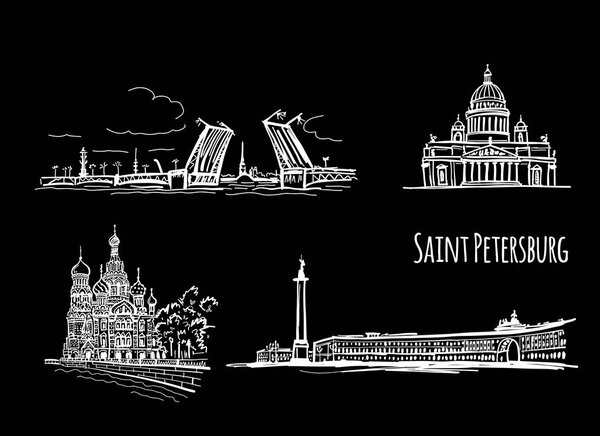 Символы Санкт-Петербурга, Россия. Эскиз для вашего дизайна
