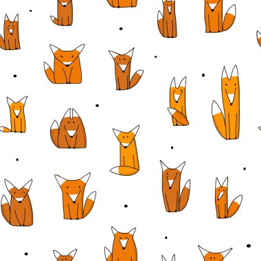 Komik tilki, tasarımınız için seamless modeli