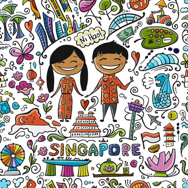 Travel to Singapore. Seamless pattern for your design