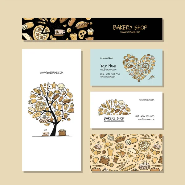 Business cards, design idea for bakery company — Stock Vector