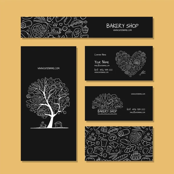 Επαγγελματικές κάρτες, ιδέες Design για την εταιρεία αρτοποιίας — Διανυσματικό Αρχείο