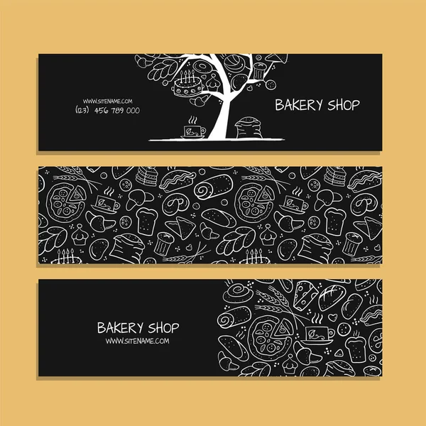 Banners design, ideia para a empresa de padaria — Vetor de Stock