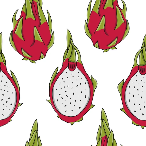 Dragonfruits, patrón sin costuras para su diseño — Vector de stock