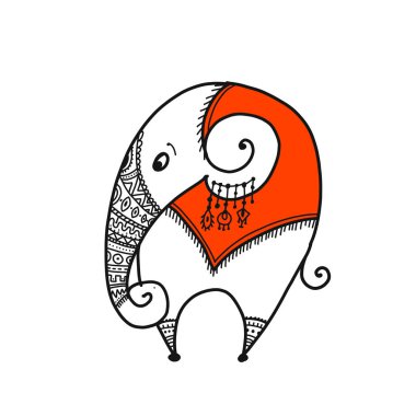 Beyaz fil, tasarımın için çizim yap.