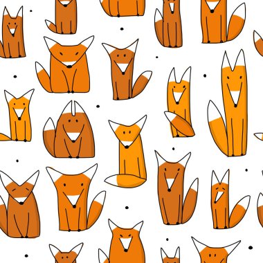 Komik tilki, tasarımınız için seamless modeli