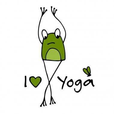 Komik yoga kurbağa, tasarımınız için kroki
