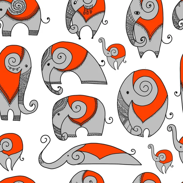 華やかな象、あなたのデザインのためのシームレスなパターン — ストックベクタ