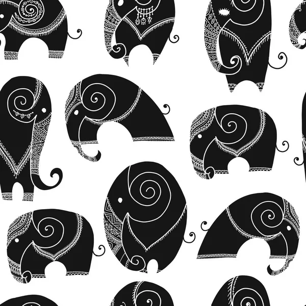 Elefante ornamentado, padrão sem costura para o seu projeto — Vetor de Stock