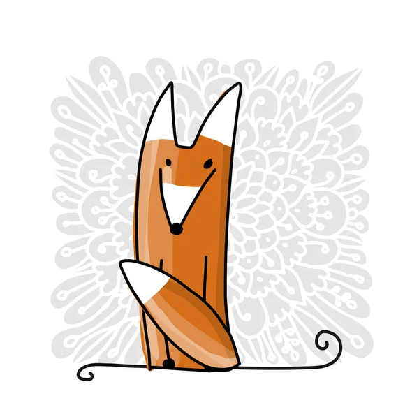 可爱的红色狐狸, 草图为您的设计 — 图库矢量图片