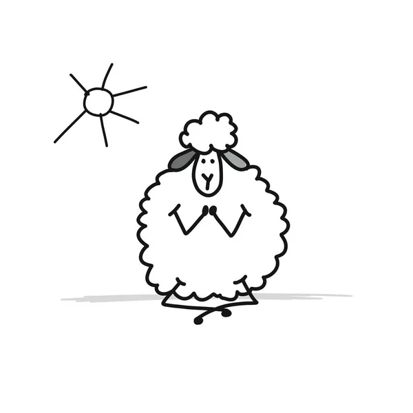 Funny sheep, sketch for your design — Stock Vector