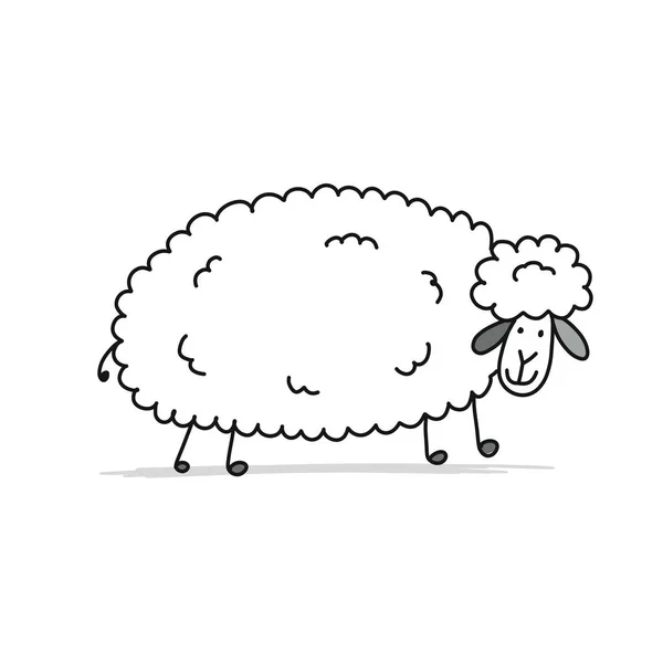 Funny sheep, sketch for your design — Stock Vector