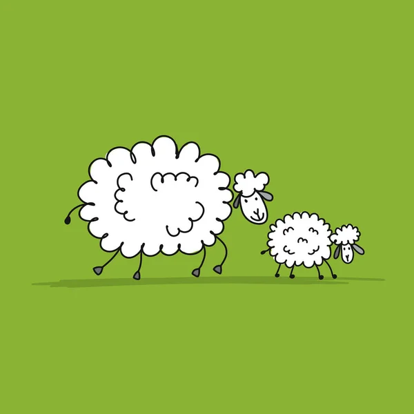 Funny sheeps, sketch for your design — Stock Vector