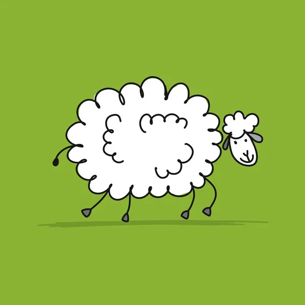 Funny sheep, sketch for your design — Stock Vector