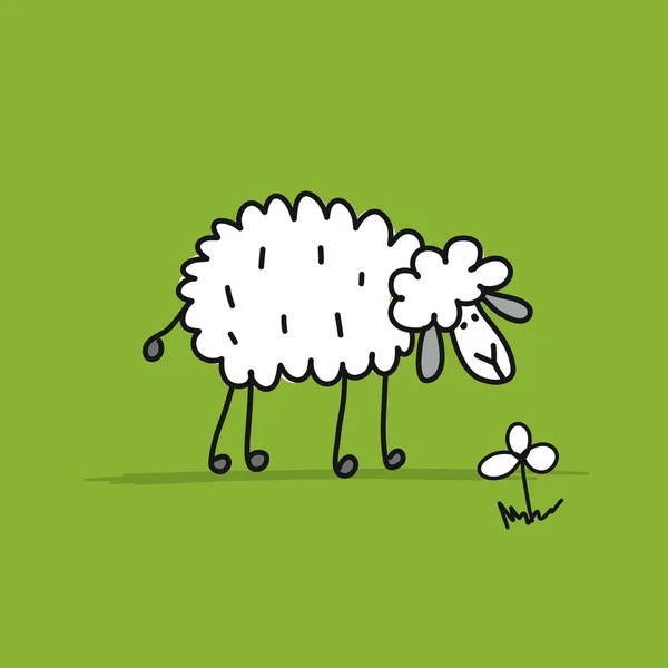 Funny sheep, sketch for your design — Stock Vector