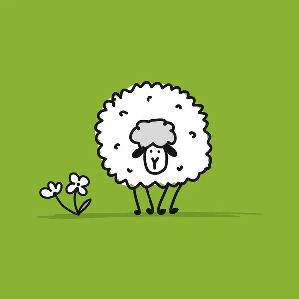 Funny sheep, sketch for your design — Stock Vector