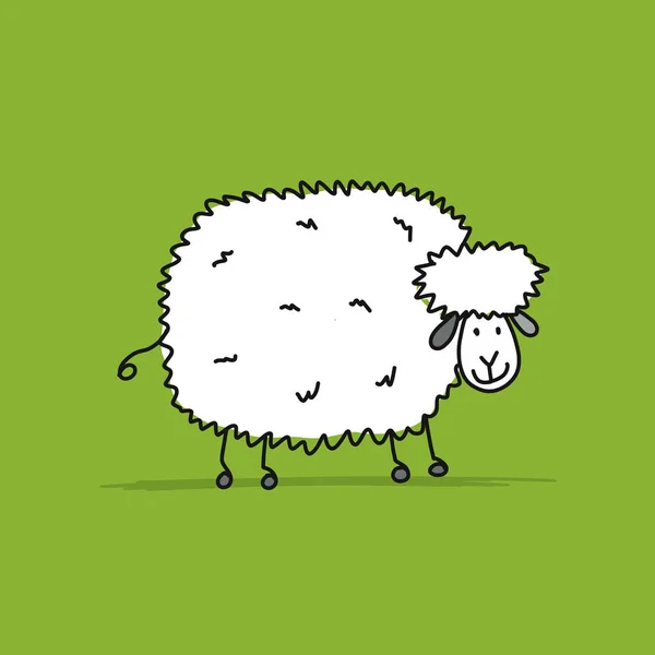 Funny sheep, sketch for your design — Stock Vector