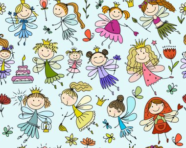 Sevimli küçük periler koleksiyonu tasarımınız için kroki