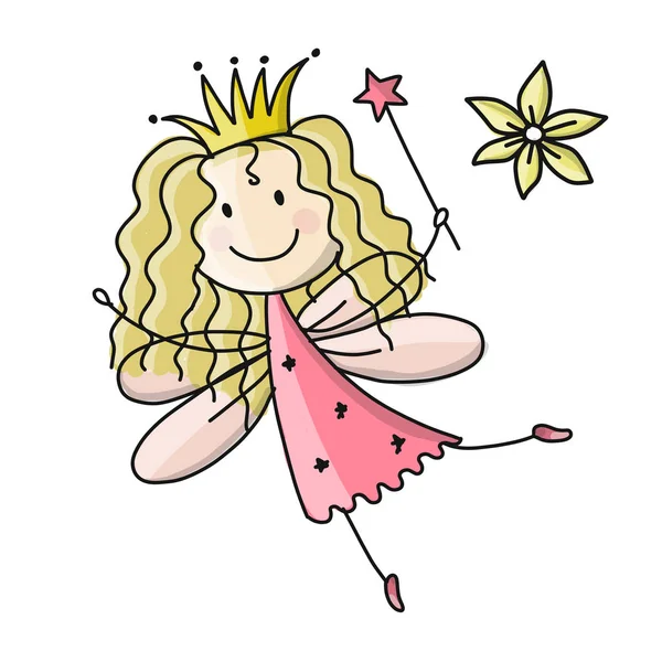 Cute little fairy, sketch for your design — Stock Vector