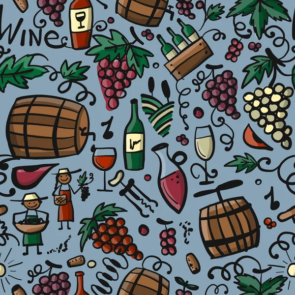 Winery, seamless pattern for your design — Stock Vector