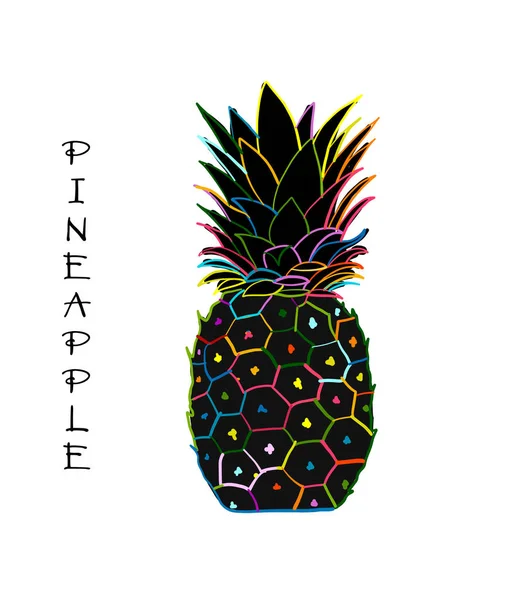 Pineapple colorful, sketch for your design — Stock Vector