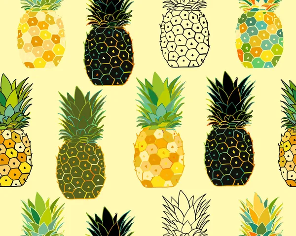 Ensemble ananas, croquis pour votre design — Image vectorielle