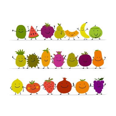 Komik meyve, karakter tasarımlarınız için ayarla