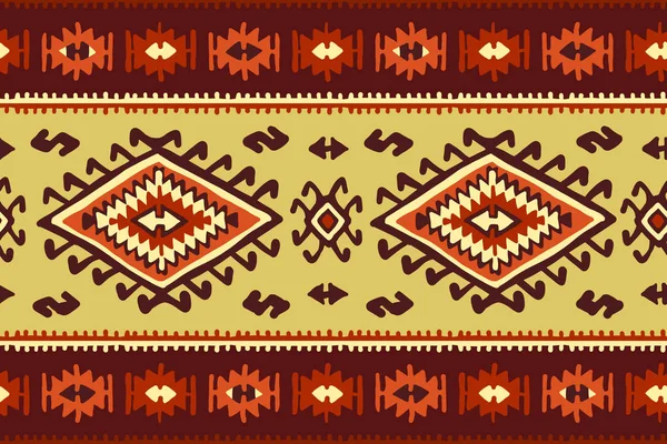 Восточный мозаичный ковер с традиционным фольклорным геометрическим орнаментом. Бесшовный рисунок — стоковый вектор