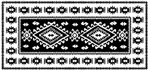 伝統的な民俗の幾何学的な ornamen と黒の東洋モザイク敷物 — ストックベクタ