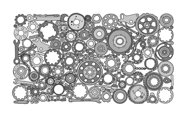 汽车零部件和齿轮，设计背景 — 图库矢量图片