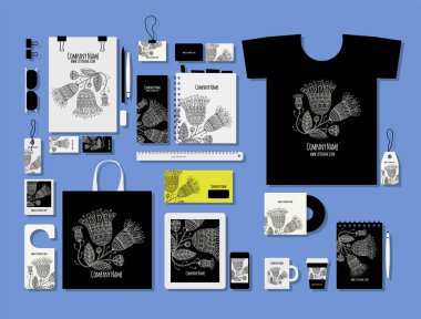 Kurumsal düz mock-up şablon, çiçek tasarım