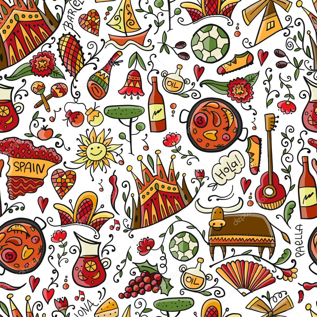 Travel to Spain. Seamless pattern for your design