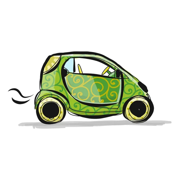 Kis autóba, vázlat, a design — Stock Vector