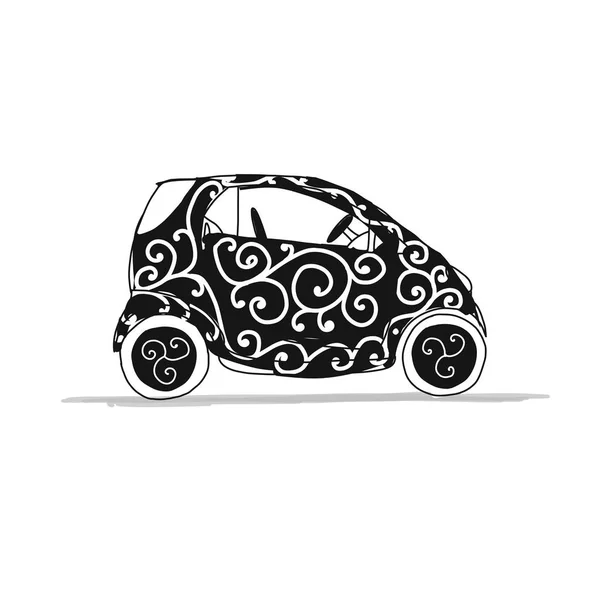 Small smart car, sketch for your design — Stock Vector