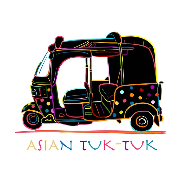 Tuktuk, moto taxi asiatico. Schizzo per il tuo design — Vettoriale Stock