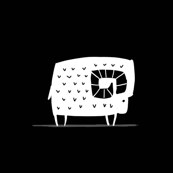 Lindo carnero, boceto simple para su diseño — Vector de stock