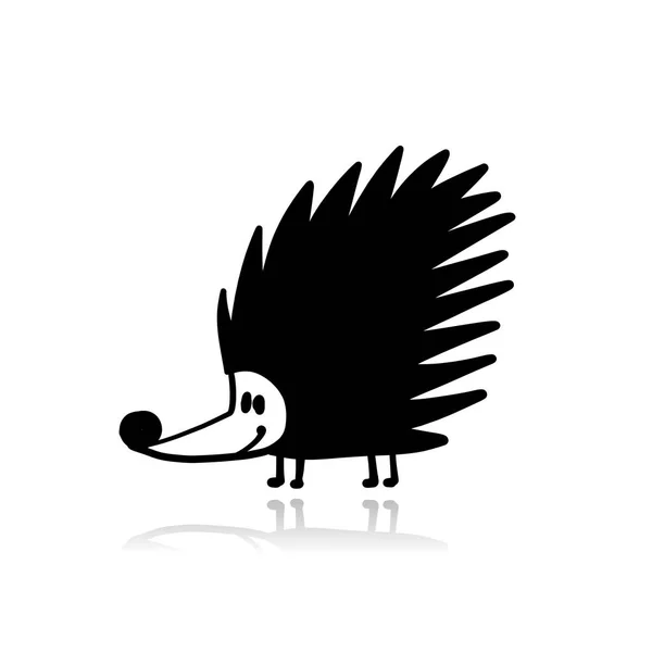 Vtipný ježek, černá silueta pro váš design — Stockový vektor