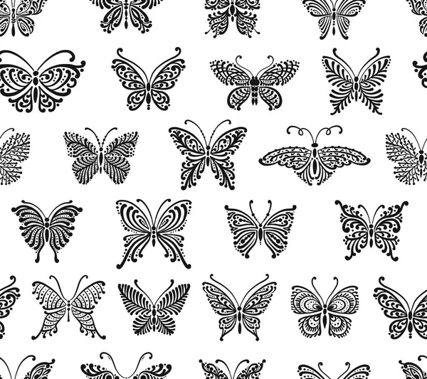 Kunst vlinders, naadloze patroon voor uw ontwerp — Stockvector