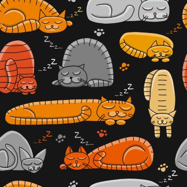 Uyuyan kedi, tasarımınız için seamless modeli
