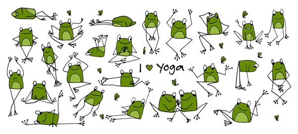 Grenouille de yoga drôle, croquis pour votre conception — Image vectorielle