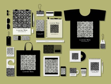 Kurumsal düz mock-up şablon, etnik vintage süsleme